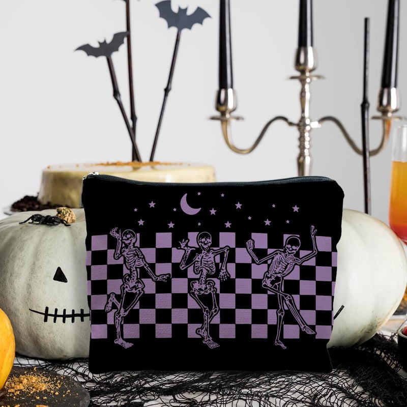 RYYCDOI Funny Gothic Skeleton Makeup Pouch, Halloween Gifts for Women, Witchy & Dark Academia Makeup Bag, Horror Accessory (Purple) - Image 3